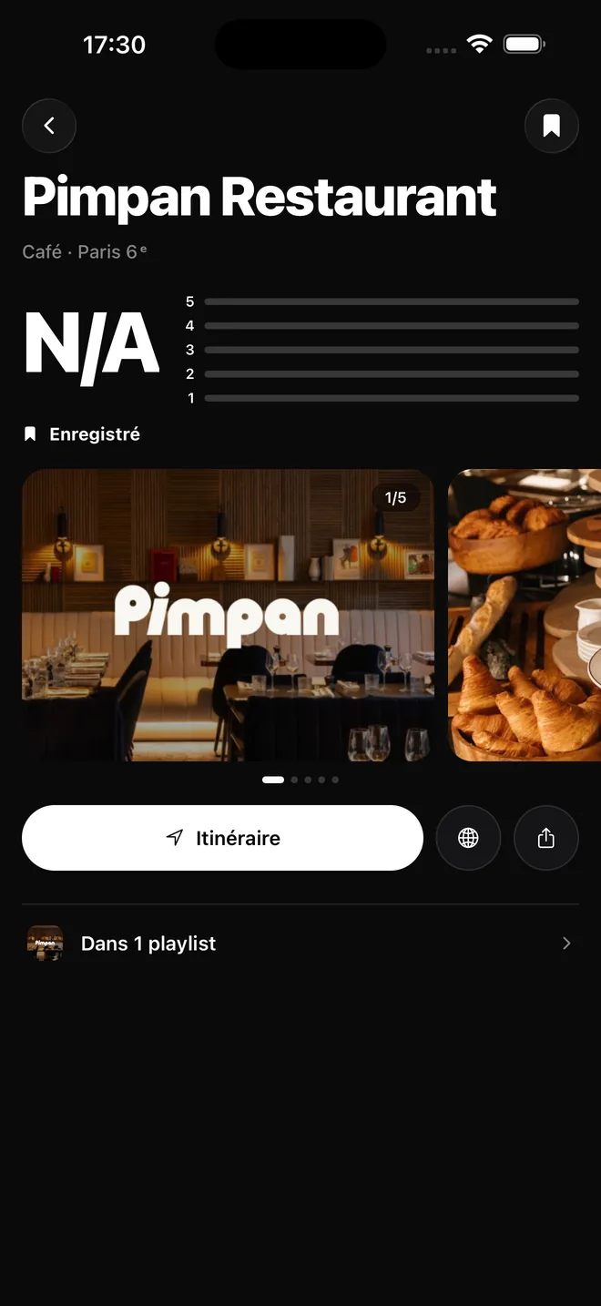 A Proof place page with photos, rating and directions